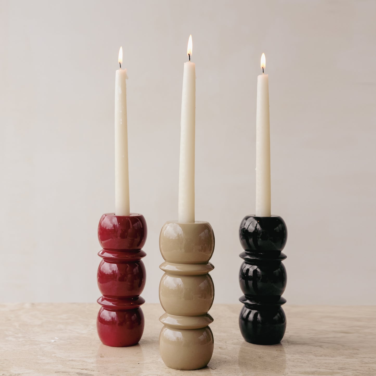 CRESCENDO CANDLE HOLDER - Small Beige