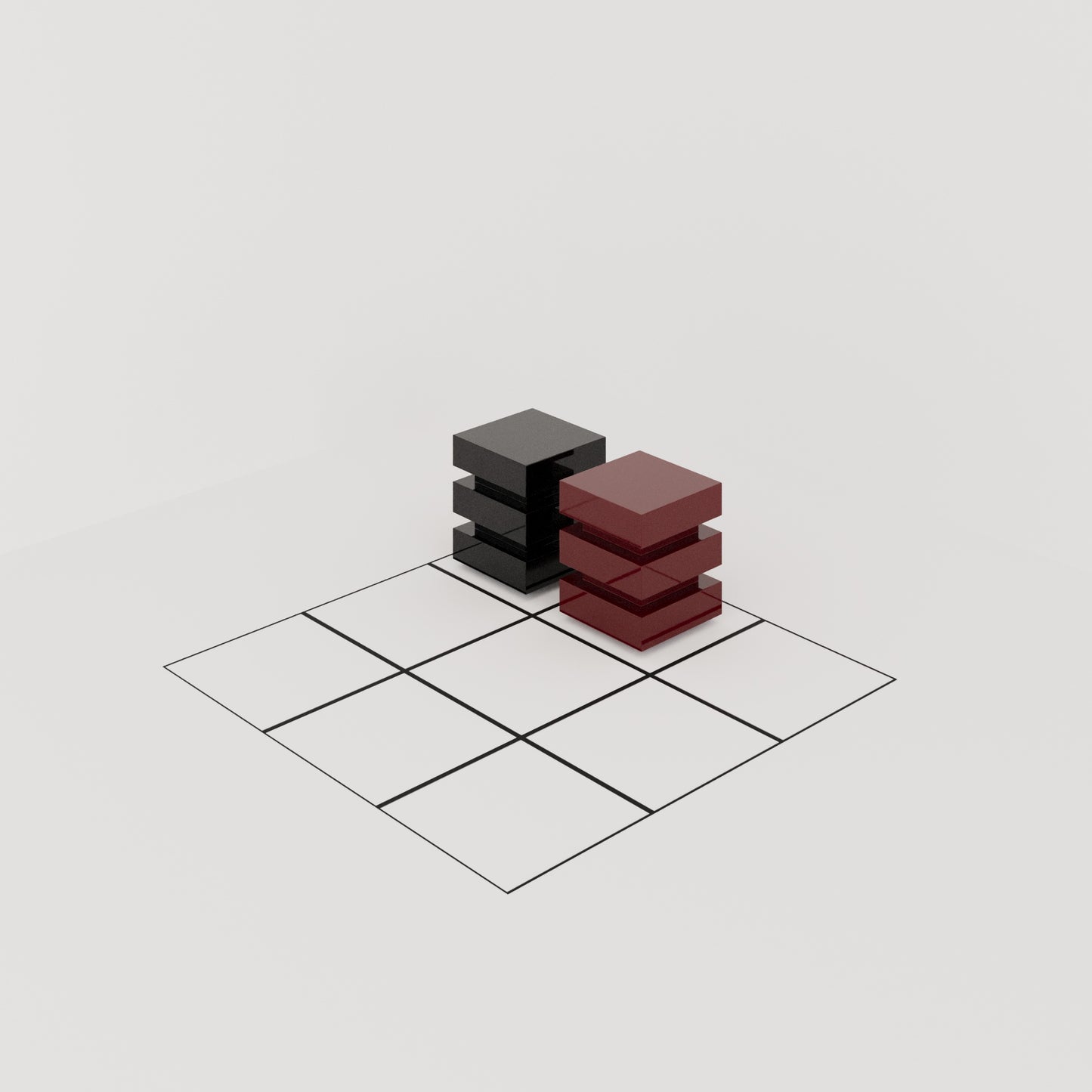 DE STIJL CUBIC SIDE TABLE - Medium - Dark Red
