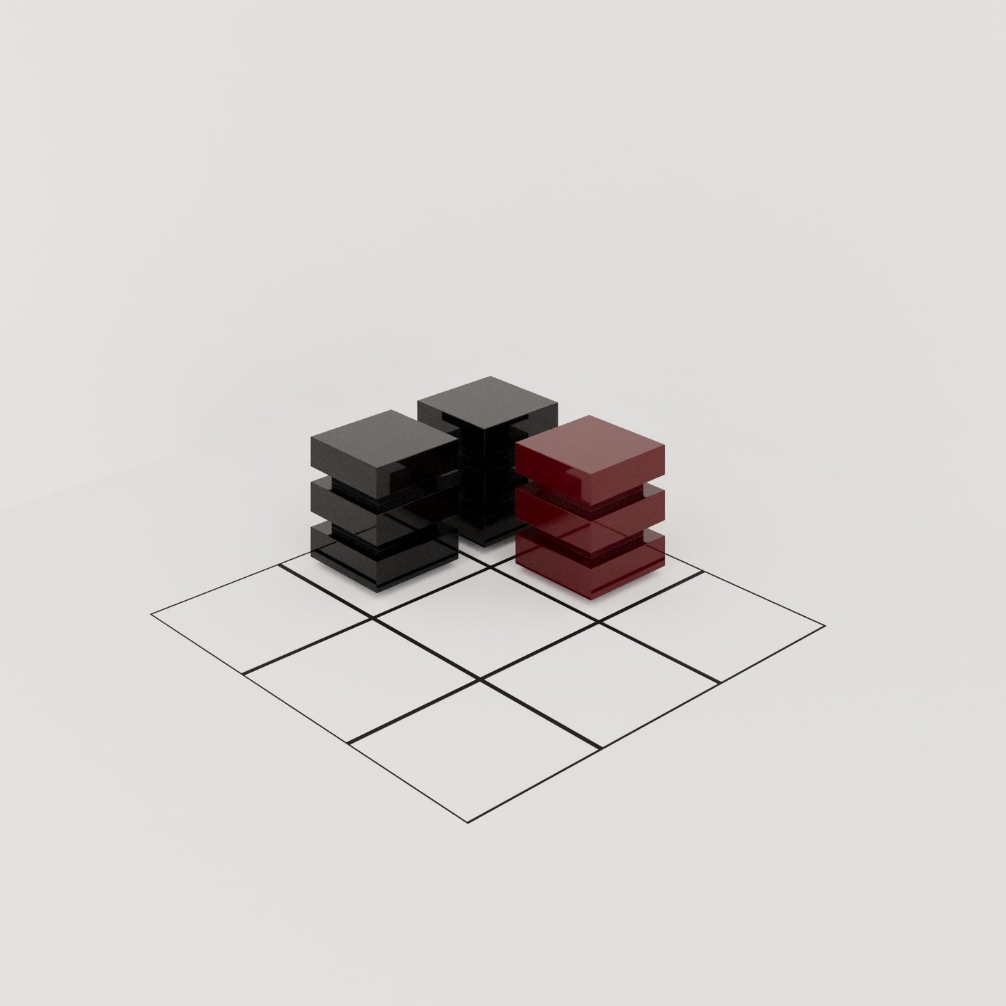 DE STIJL CUBIC SIDE TABLE - Medium - Dark Red