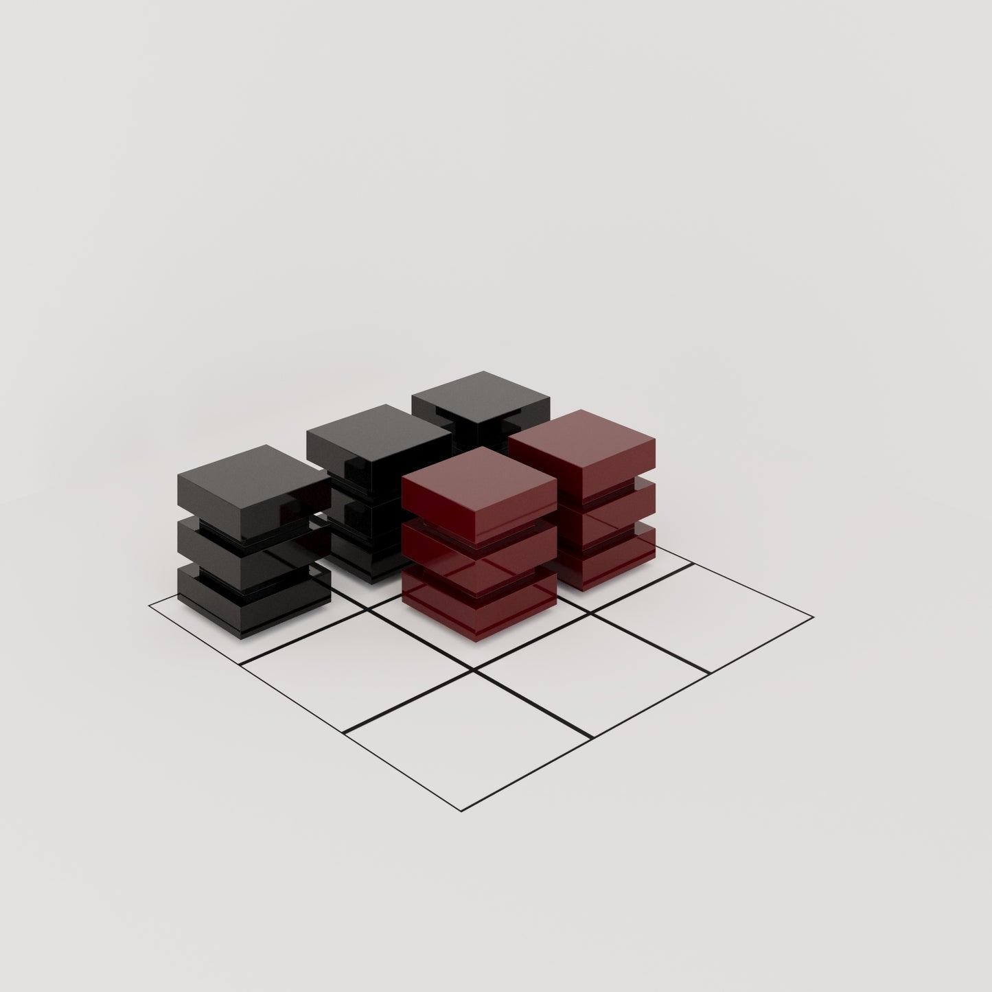 DE STIJL CUBIC SIDE TABLE - Medium - Dark Red