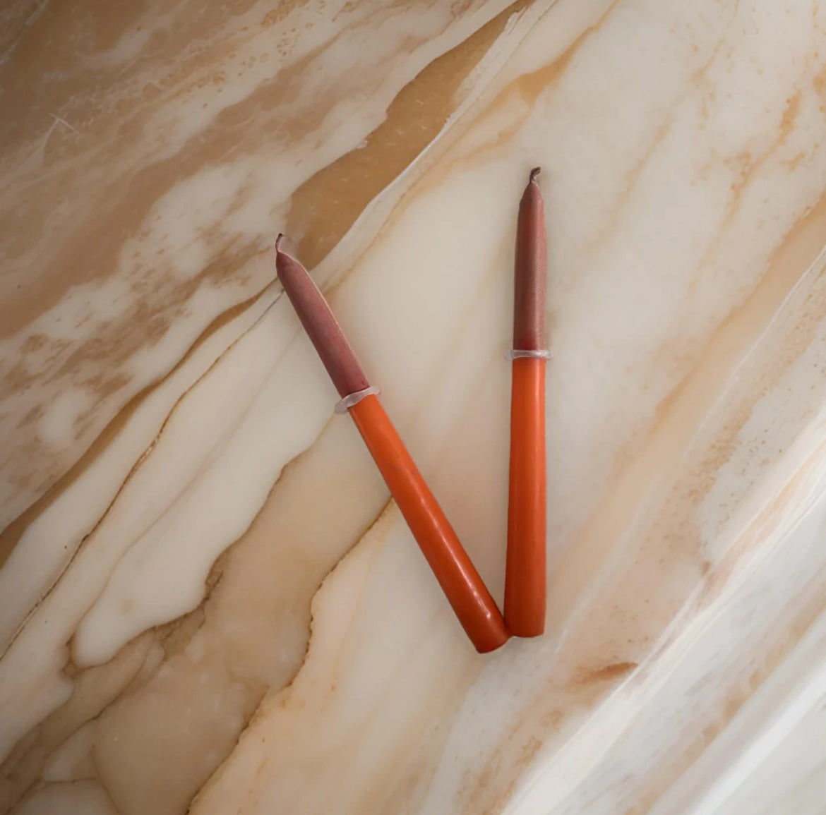 Marbled Orange Anello Candle, set of two