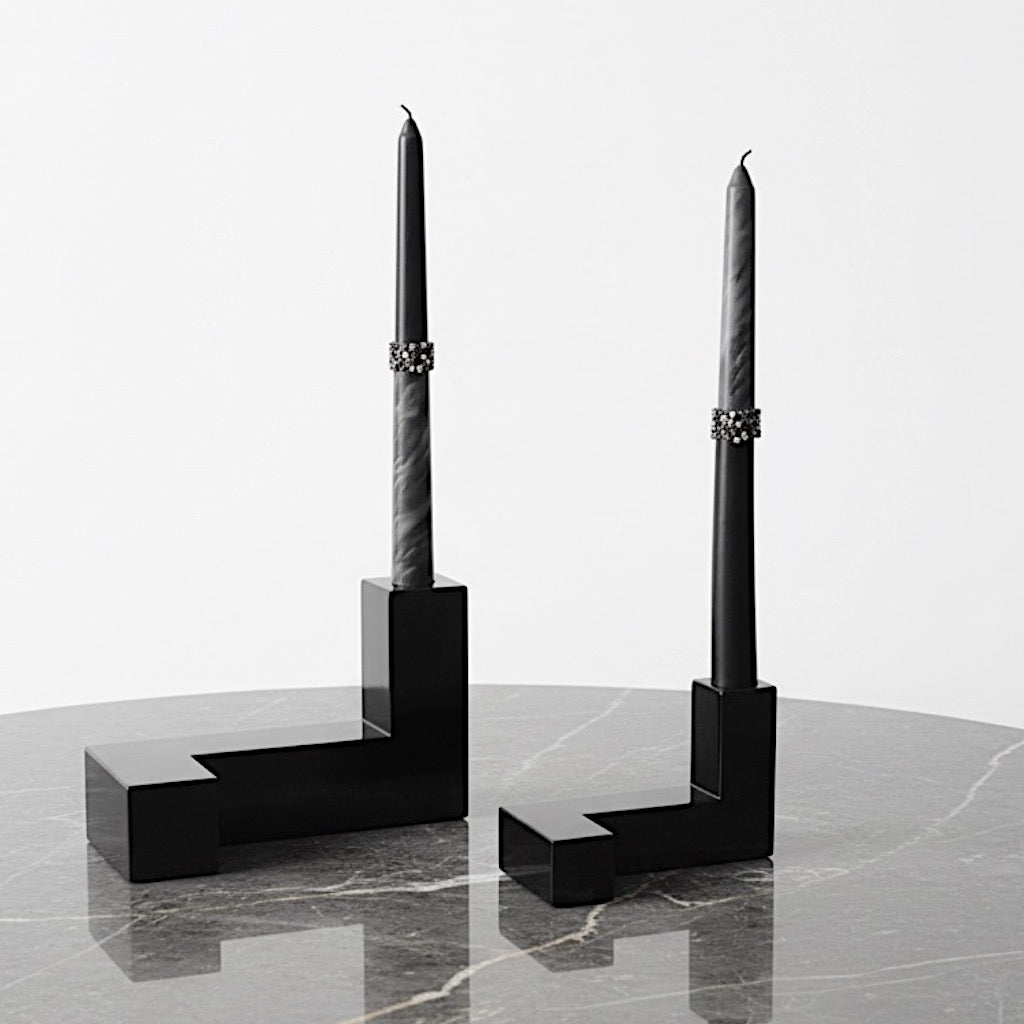 Pearl-Embellished & Hand-Painted Candles (Set of 2)