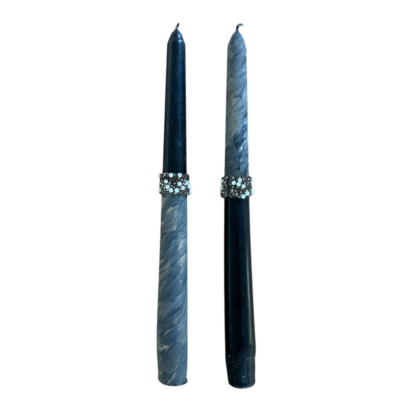 Pearl-Embellished & Hand-Painted Candles (Set of 2)