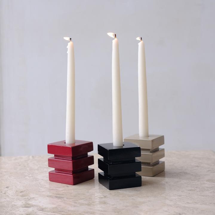 DE STIJL KÜBİK MUMLUK - Siyah