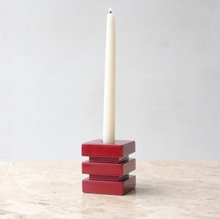 DE STIJL KÜBİK MUMLUK - Koyu Kırmızı