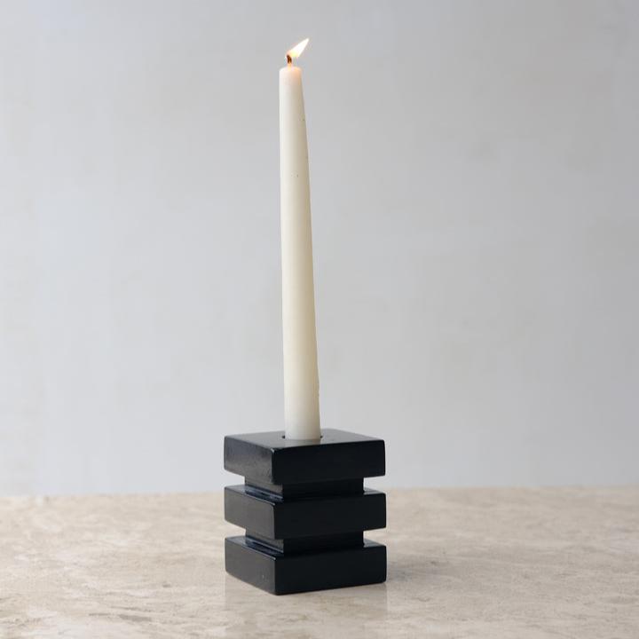 DE STIJL KÜBİK MUMLUK - Siyah