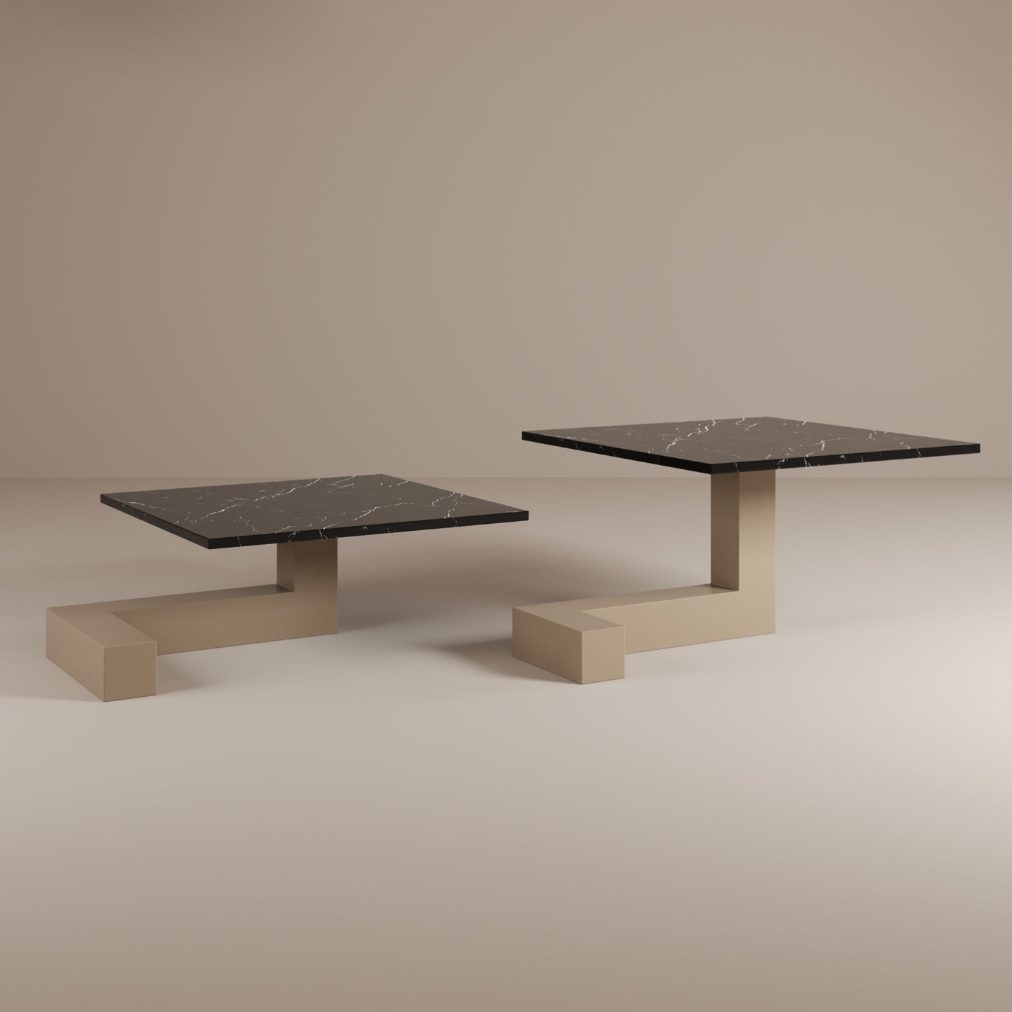De Stijl L Marble Low Coffee Table - Beige leg