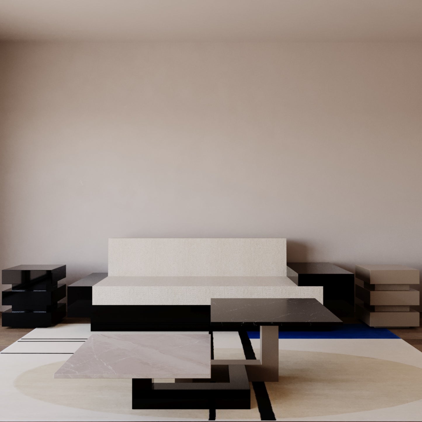 De Stijl L Marble Coffee Table - Beige Leg